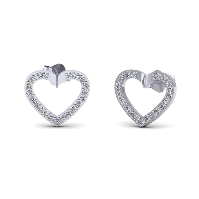 0.21cts Natural Diamond 14k Gold Lovely Heart Earrings for women