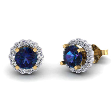 Sapphire Diamond Earring for Women yellow gold
