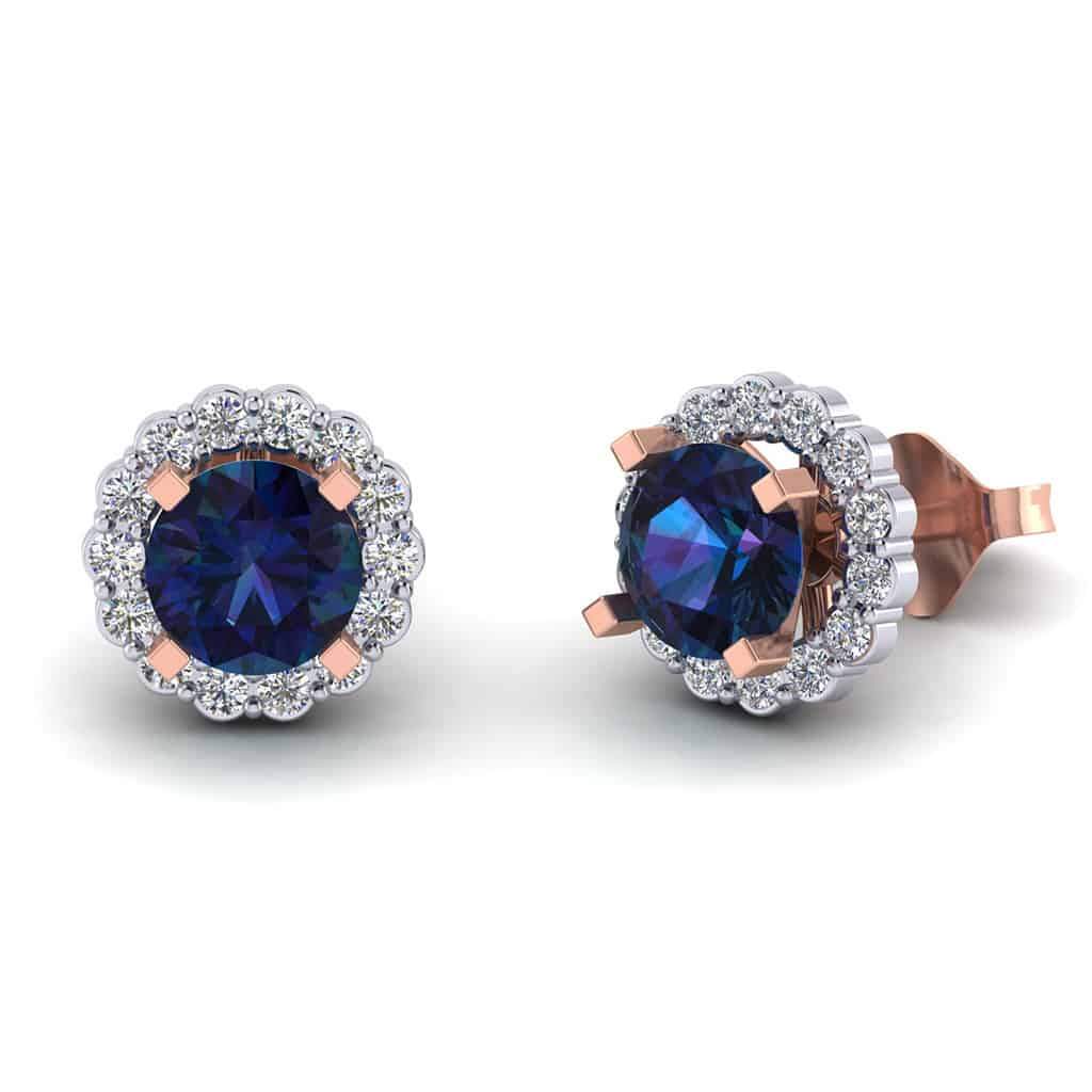 Sapphire Diamond Earring for Women rose gold