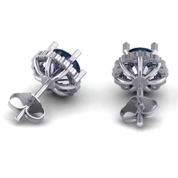 Sapphire Diamond Earring for Women 1/5ct Round Diamond 14k Gold by Fehu Jewel