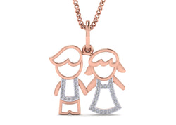 1/10 Ctw. Diamond Children Designed Women Pendant By Fehu Jewel