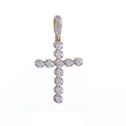 Round Cut Diamond Cross Necklace by FEHU jewel
