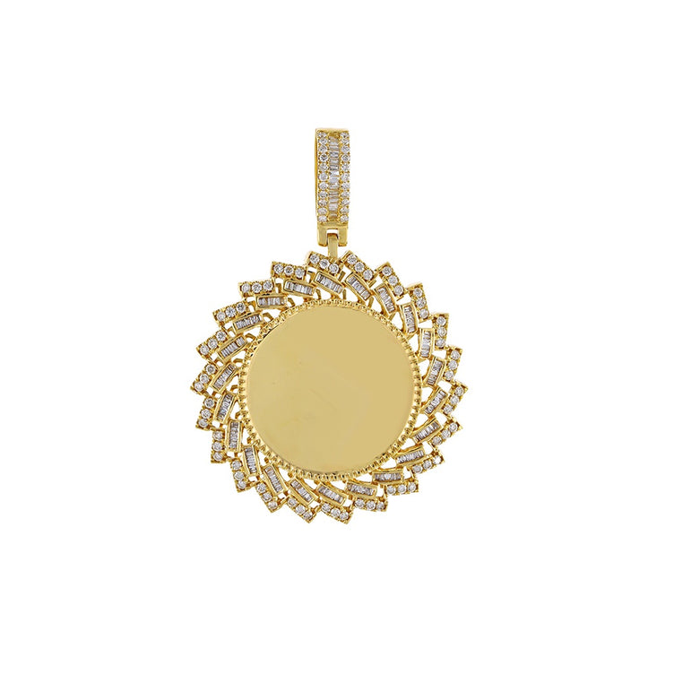 2 CT. Baguette And Round Diamond Picture Frame Pendant By Fehu Jewel