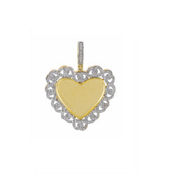 Heart Shape(Link Chain Design Border) Photo Pendant  With 5/8 CT Round Diamond By Fehu Jewel