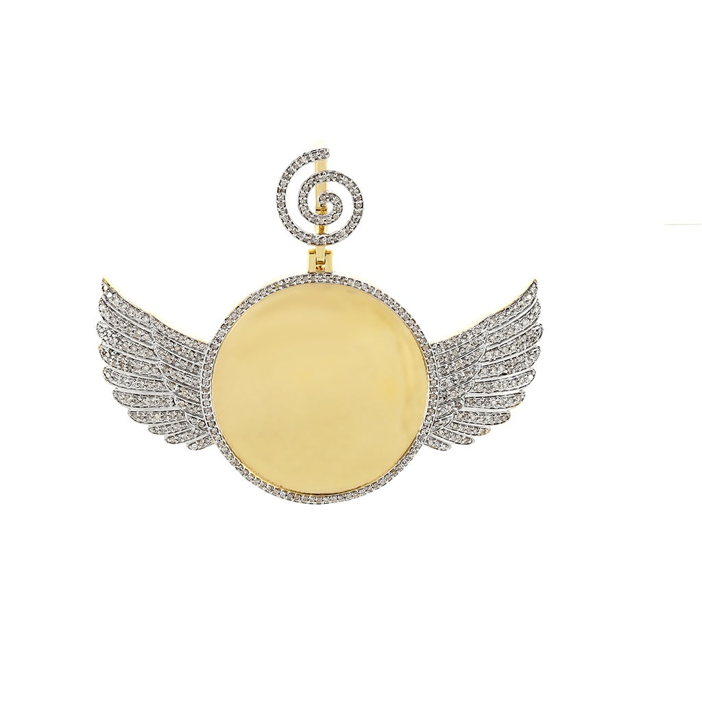Angel Wings Photo Pendant With 1 CT.  Round Diamond By Fehu Jewel