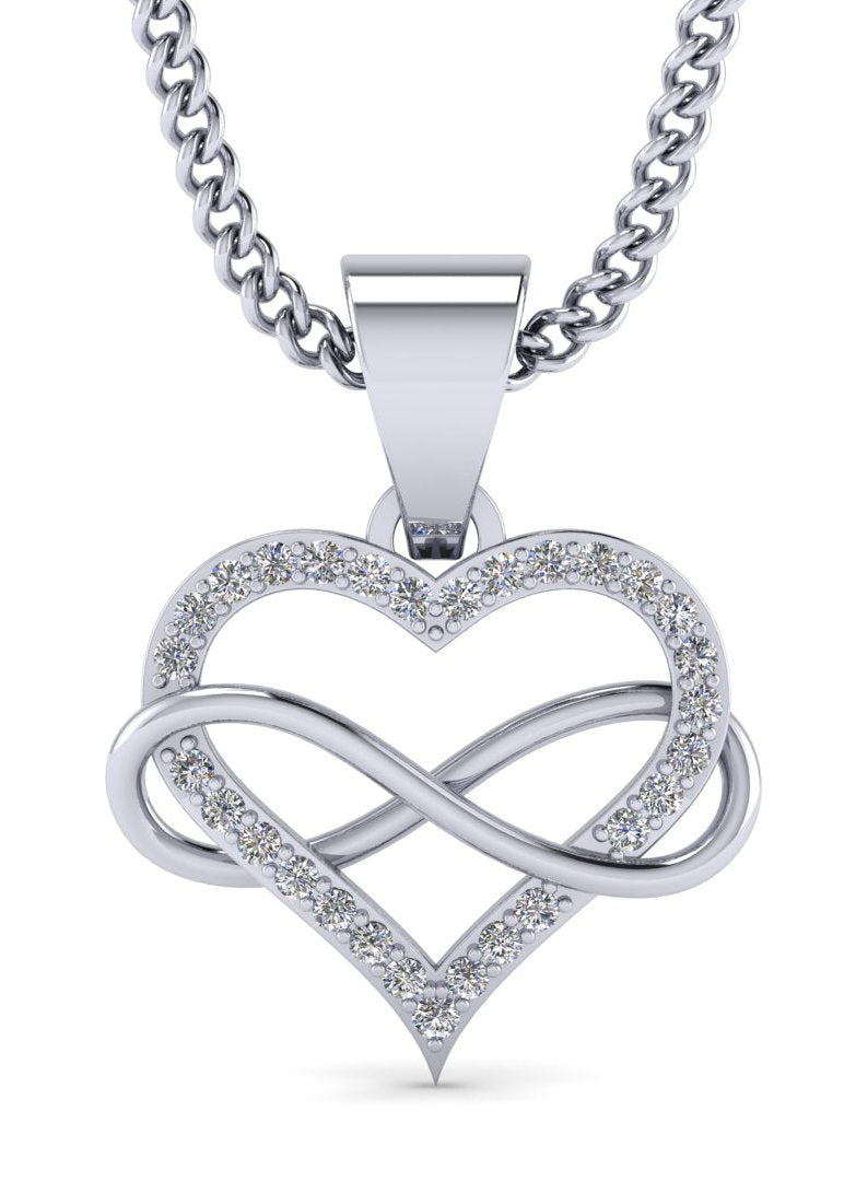 Infinity Love 1/10 Cts. Diamond Heart Pendant By Fehu Jewel