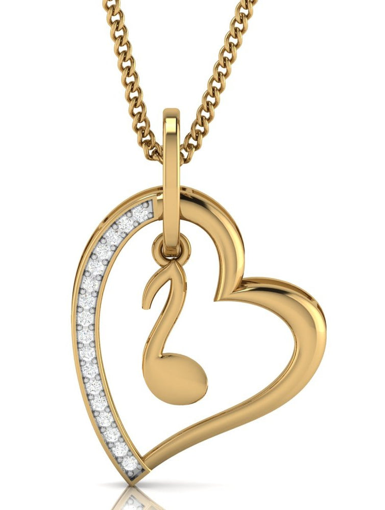 Heart Women Pendant With 1/10 CT's. Natural Diamond By Fehu Jewel