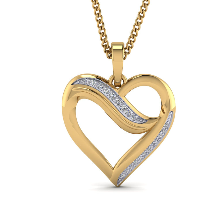 1/10ct Natural Diamond Heart Pendant For Women