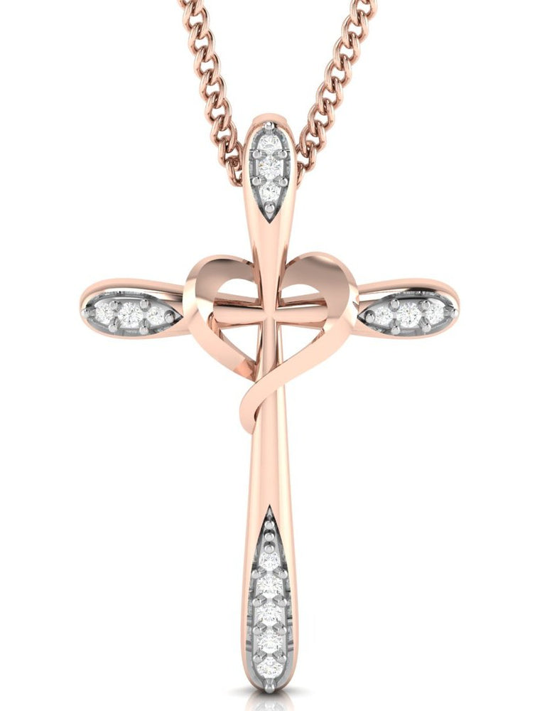 1/10ct Natural Diamond Cross Combined Women Pendant