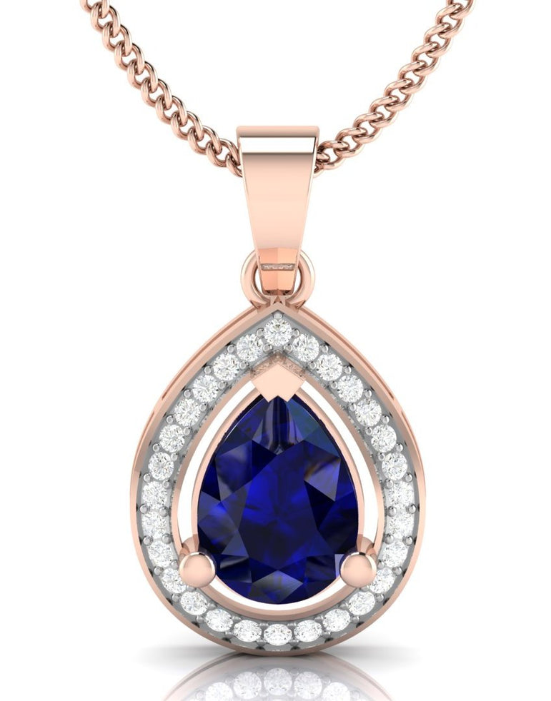 Pear Shape Diamond and color stone women pendant