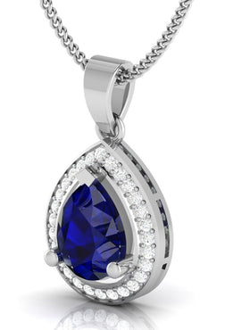 Pear Shape Diamond and color stone women pendant