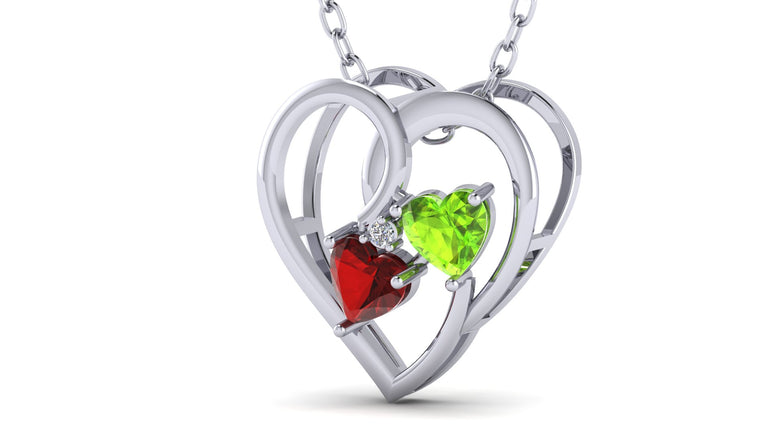 Heart Shape Diamond And Color Stone Women Pendant
