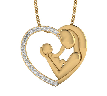 1/8 CT.WT Mom with Child Diamond Pendant Necklace For Women By FEHU