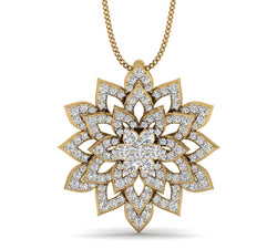 7/8ct Natural Diamond Flower Pendant Necklace In Gold Plated Silver By FEHU