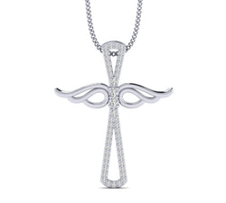 1/3ct Natural Diamond Gold Plated Silver Cross Combined Pendant Necklace
