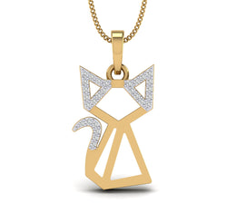 1/10ct Natural Diamond Gold Plated Silver Cat Pendant Necklace