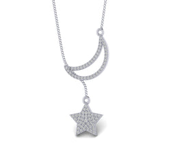 Moon & Star Natural diamond pendant by Fehu Jewel