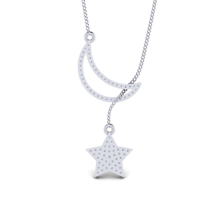 Moon & Star Natural diamond pendant by Fehu Jewel