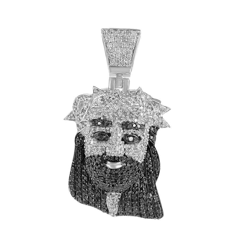 Iced Out Jesus Face Pendant white gold