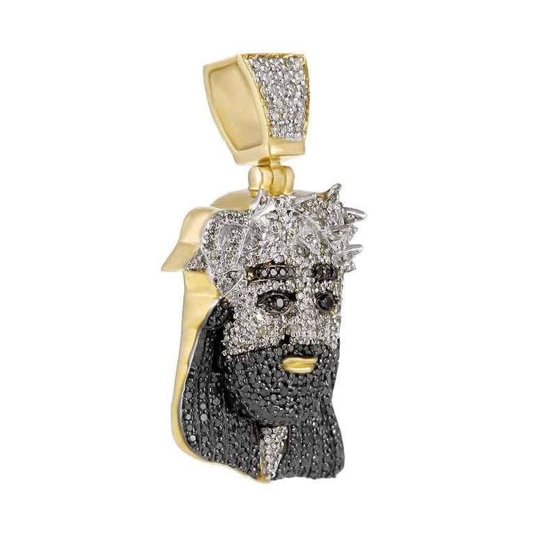 Iced Out Jesus Face Pendant yellow gold