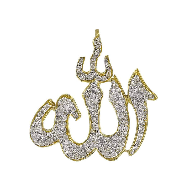 Diamond Allah Pendant yellow gold