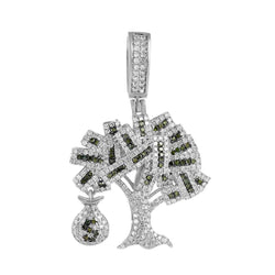 Iced Out Money Tree Pendant white gold