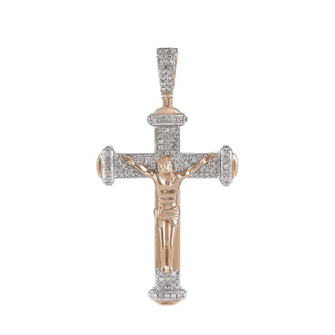 Men's Diamond Crucifix Cross Pendant rose gold