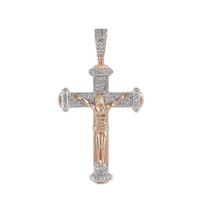 Men's Diamond Crucifix Cross Pendant rose gold