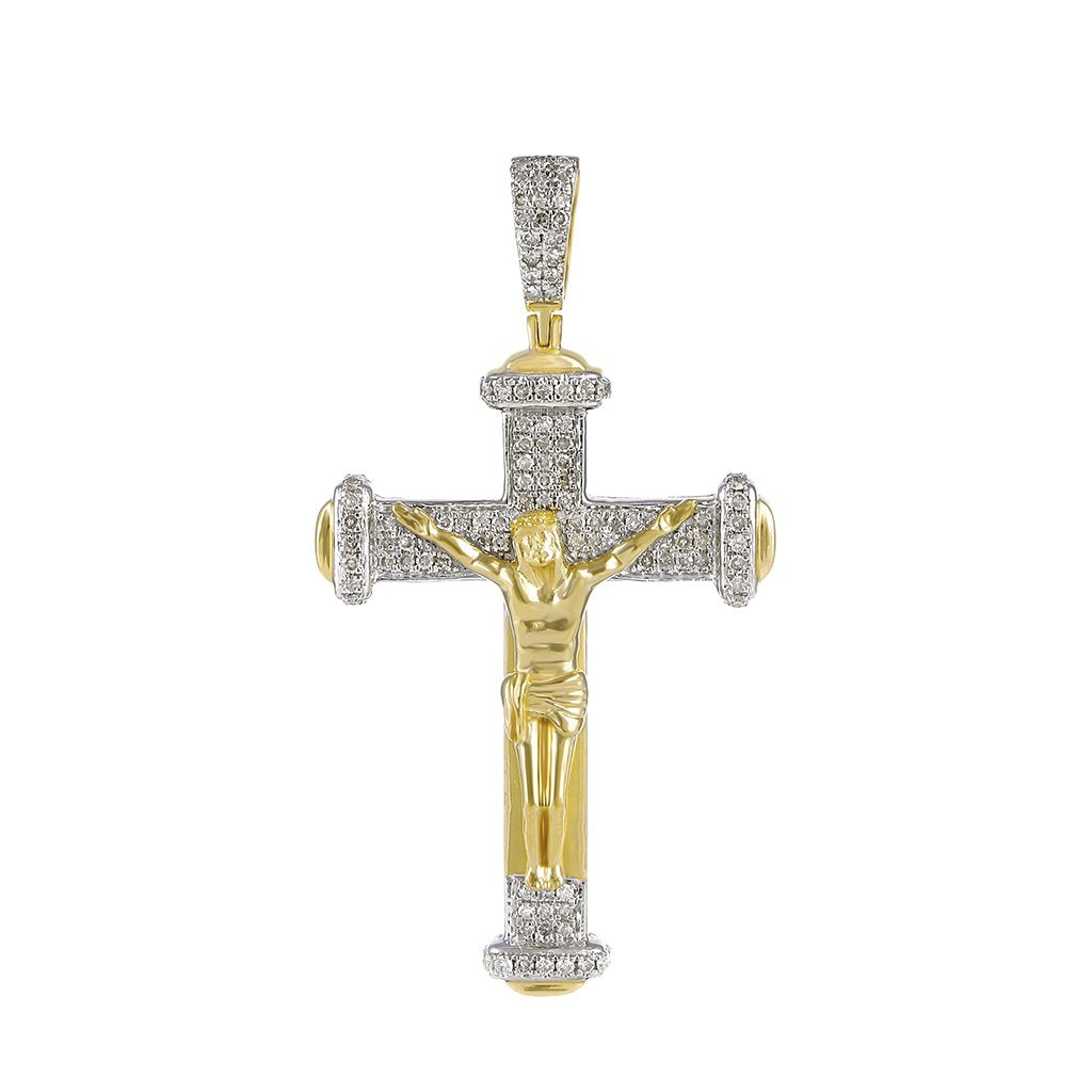 Men's Diamond Crucifix Cross Pendant yellow gold