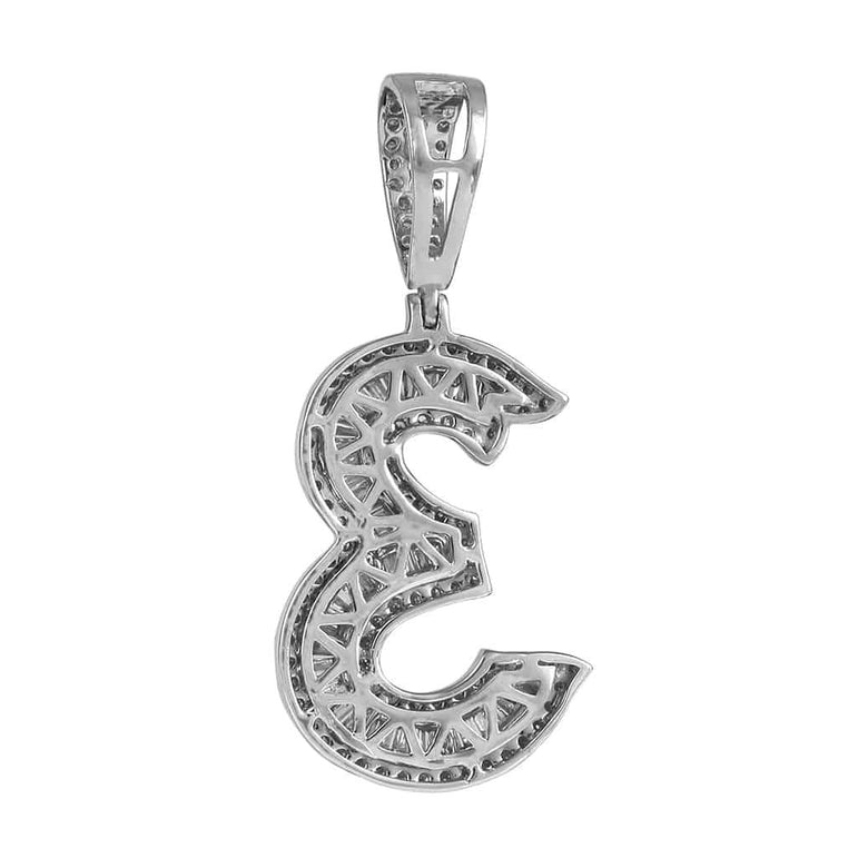 Number Three Initial Necklace Pendant white gold