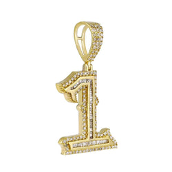 Number One Initial Necklace Pendant yellow gold