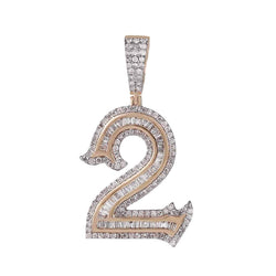Number Two Initial Necklace Pendant rose gold