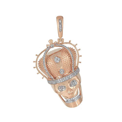Skull with Crown Charm Diamond Pendant rose gold