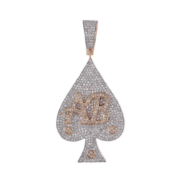 Letter AB on Ace Micro Pave Diamond Pendant rose gold