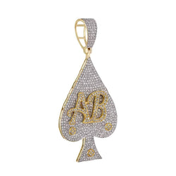 Letter AB on Ace Micro Pave Diamond Pendant yellow gold