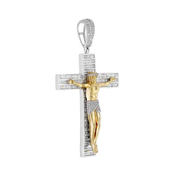 Crucifix Cross Baguette Diamond Pendant yellow gold