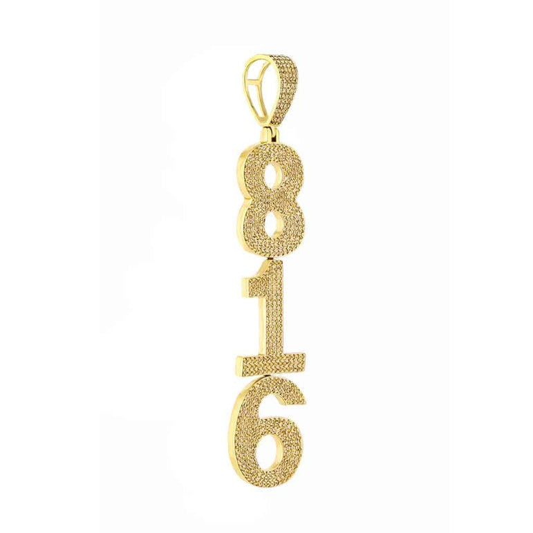 Number 816 Custom Necklace Pendant yellow gold