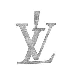 Diamond LV Pendant for Men white gold