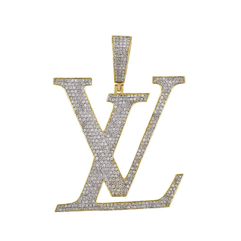 Diamond LV Pendant for Men yellow gold