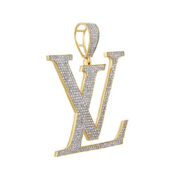 Diamond LV Pendant for Men yellow gold