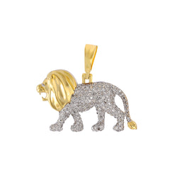 Yellow Gold Walking Lion Necklace Pendant 