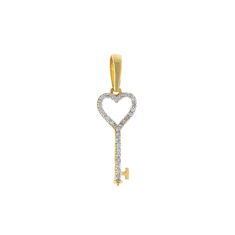 Heart Key Pendant 1/6 Cts. Natural Diamond By Fehu Jewel