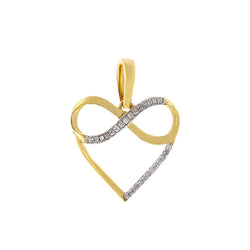 Yellow Gold Natural Diamond Infinity Heart Necklace