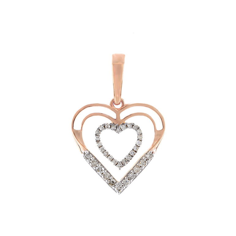 1/6ct Double Open Heart Diamond Necklace For Women