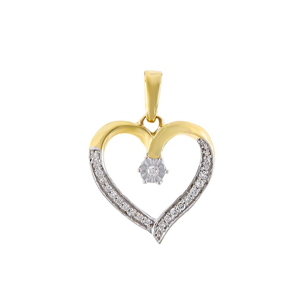 Yellow gold Open Heart Diamond Necklace