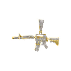 Yellow Gold AK-47 Rifle Gun Pendant 