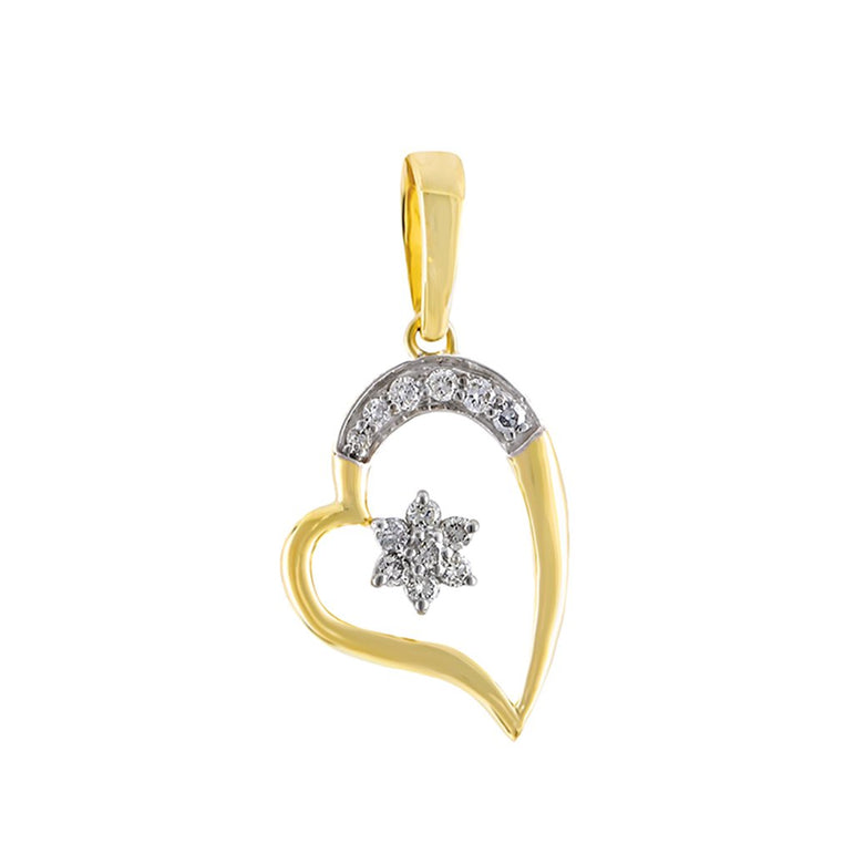 Yellow Gold Open Heart Diamond Necklace With Star