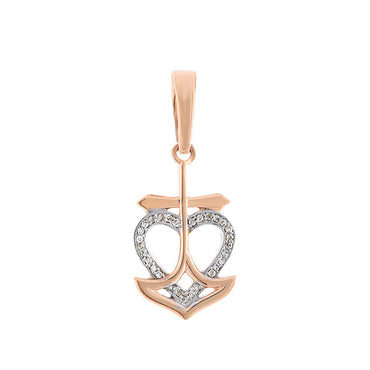 Rose Gold Open Heart Diamond Necklace With Cross