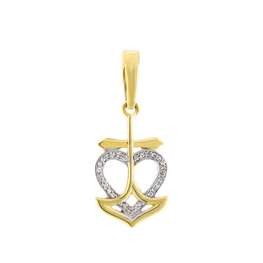 Yellow Gold Open Heart Diamond Necklace With Cross