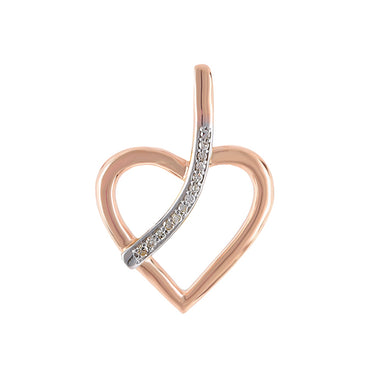 Rose Gold Natural Diamonds Heart Necklace With Line